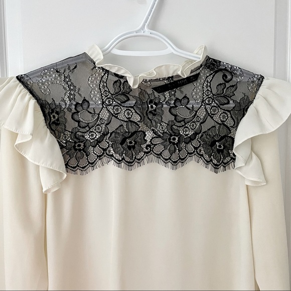 SOLD 2/$20 Women Long sleeve blouse with lace accent - Picture 4 of 5